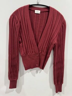 Wilfred Free Plunge Front Cardigan (Aritzia) - Garnet Red